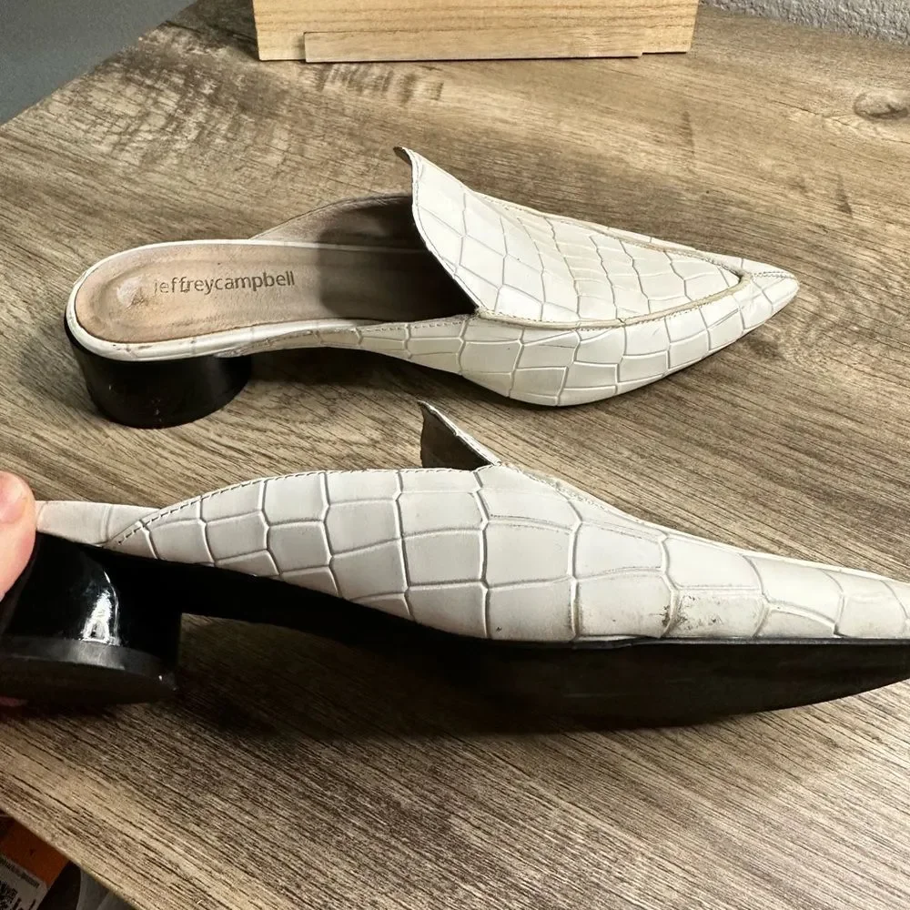 Jeffrey Campbell White Novit Pointed Toe Mules Size 7 - Picture 5 of 13